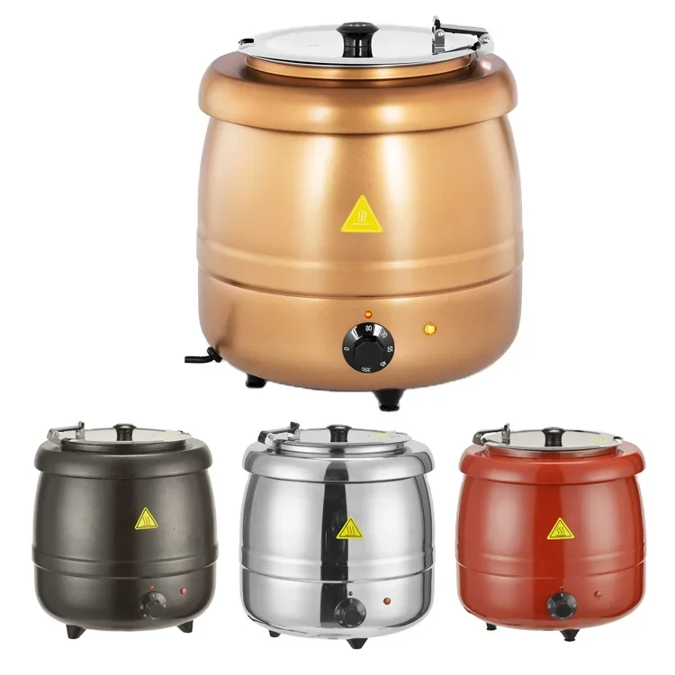 Hot Sale Electric Gold 10L Stainless Steel Hot Soup Kettle Warmer Buffet Heating Soup Warming Pot