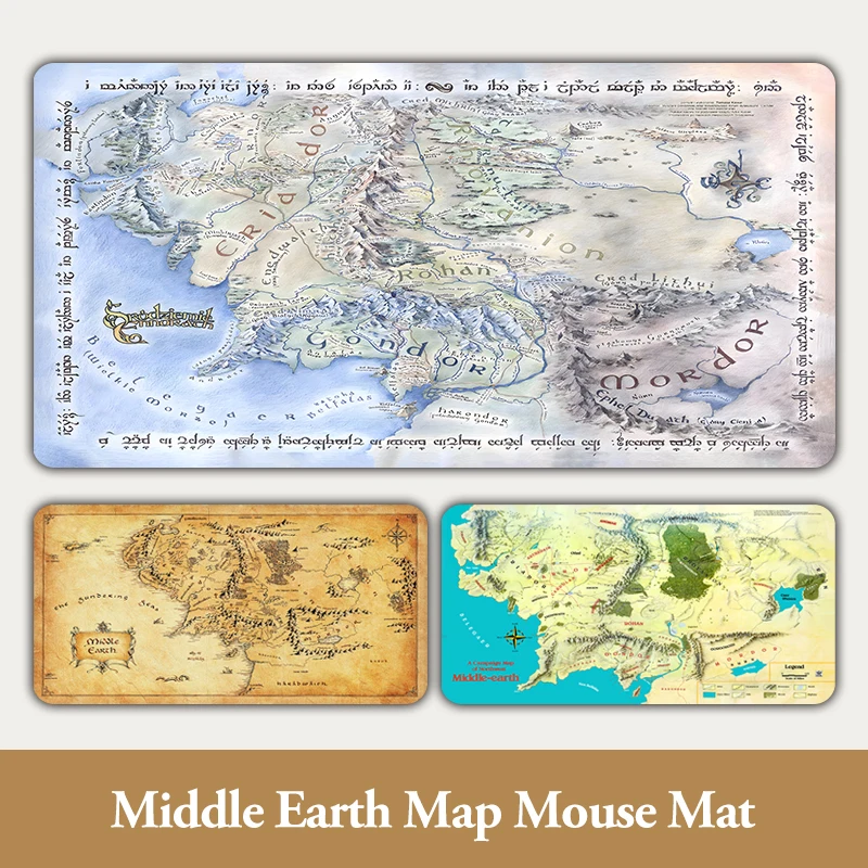 

Large Size Middle-earth 800x300MM Mouse Pad Map Neoprene Rubber With Top Fabric Game Mat 600x300MM Table Cover