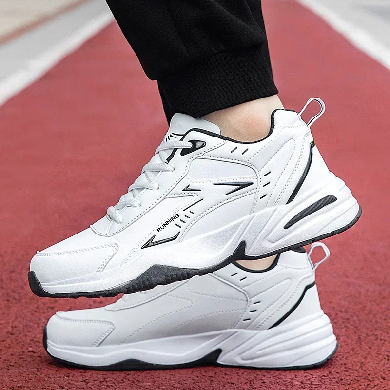 

Men's Running Shoes Made of Leather Featuring Wear-resistant Lace-up Sports Low Top and Round Toe High-quality Casual Shoes