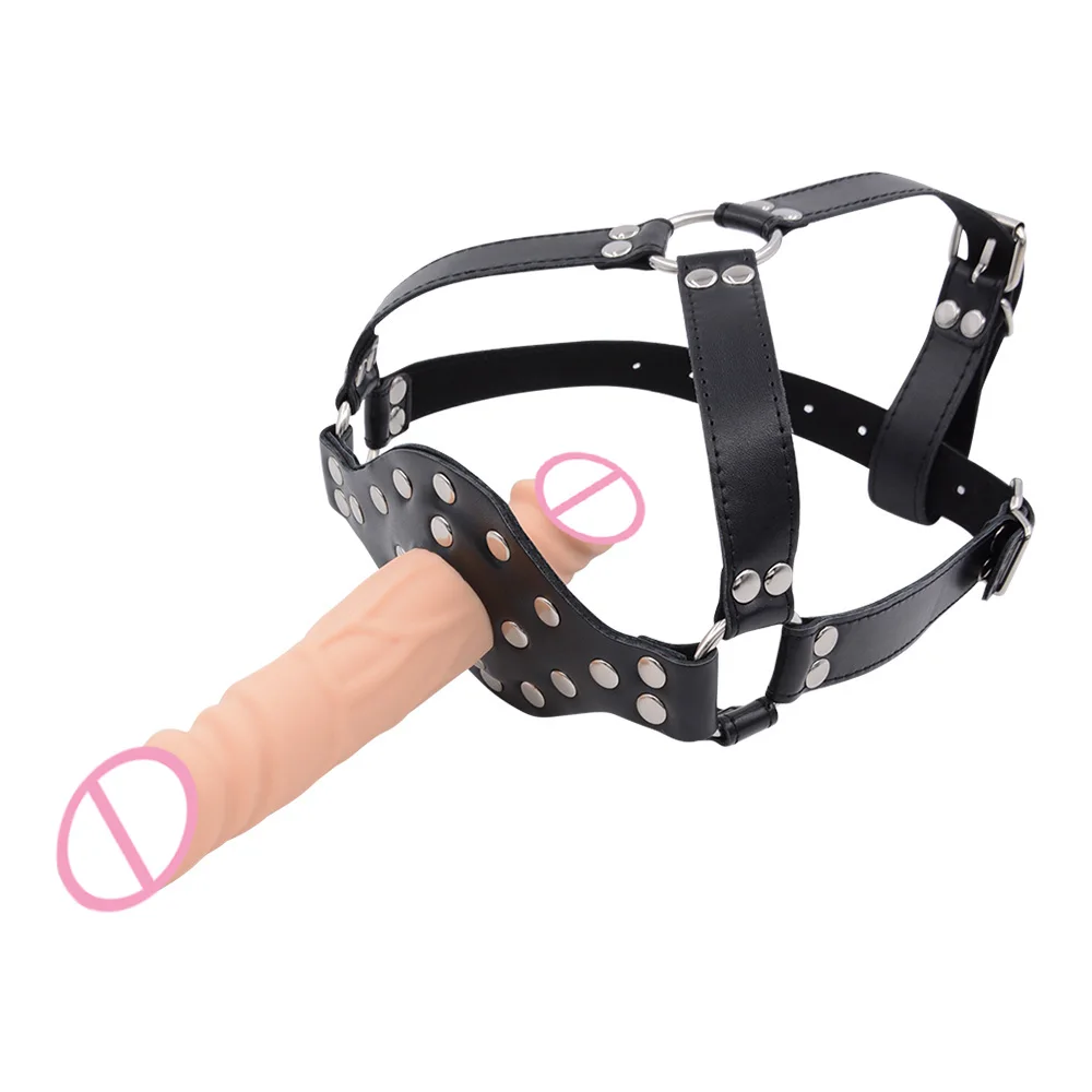 Double Headed Penis Mouth Plug Cover Silicone Mouth Gag Oral Sex Bondage Mouth Ball Plug Dildo Gag Adult Restraint BDSM Sex Toys 6