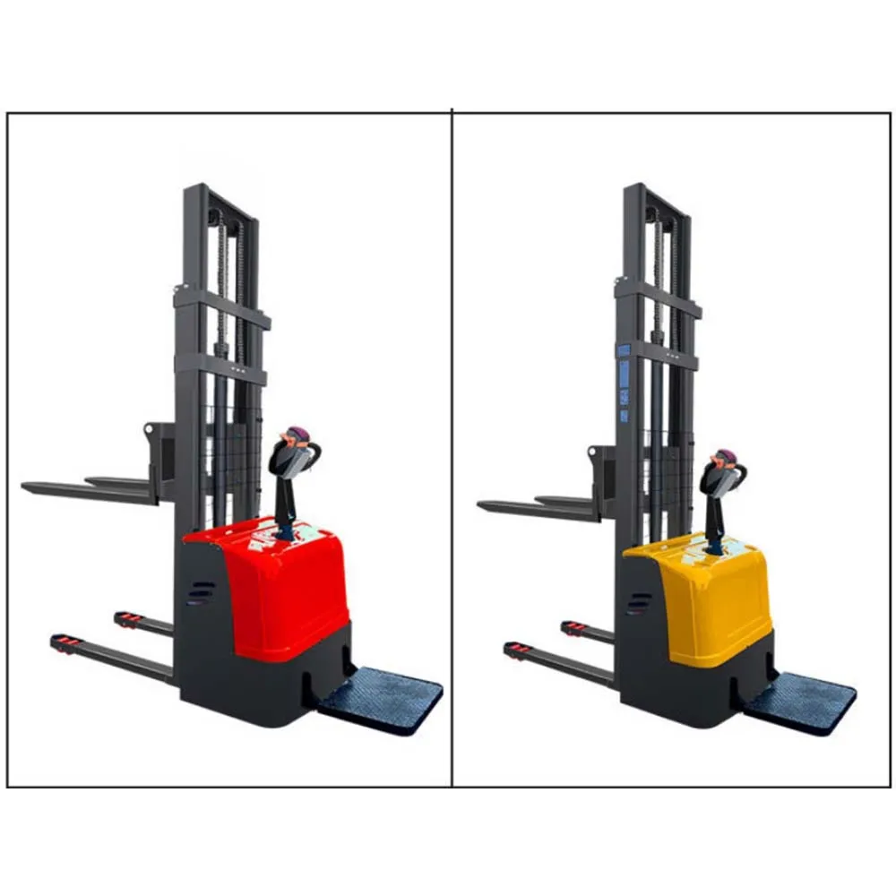 رافعة شوكية كهربائية صغيرة تعمل بالتحكم في المحطة مع تكديس الزجاجات الكهربائية، الرافعة الشوكية، شاحنة المستودعات، التفريغ والتعامل معها