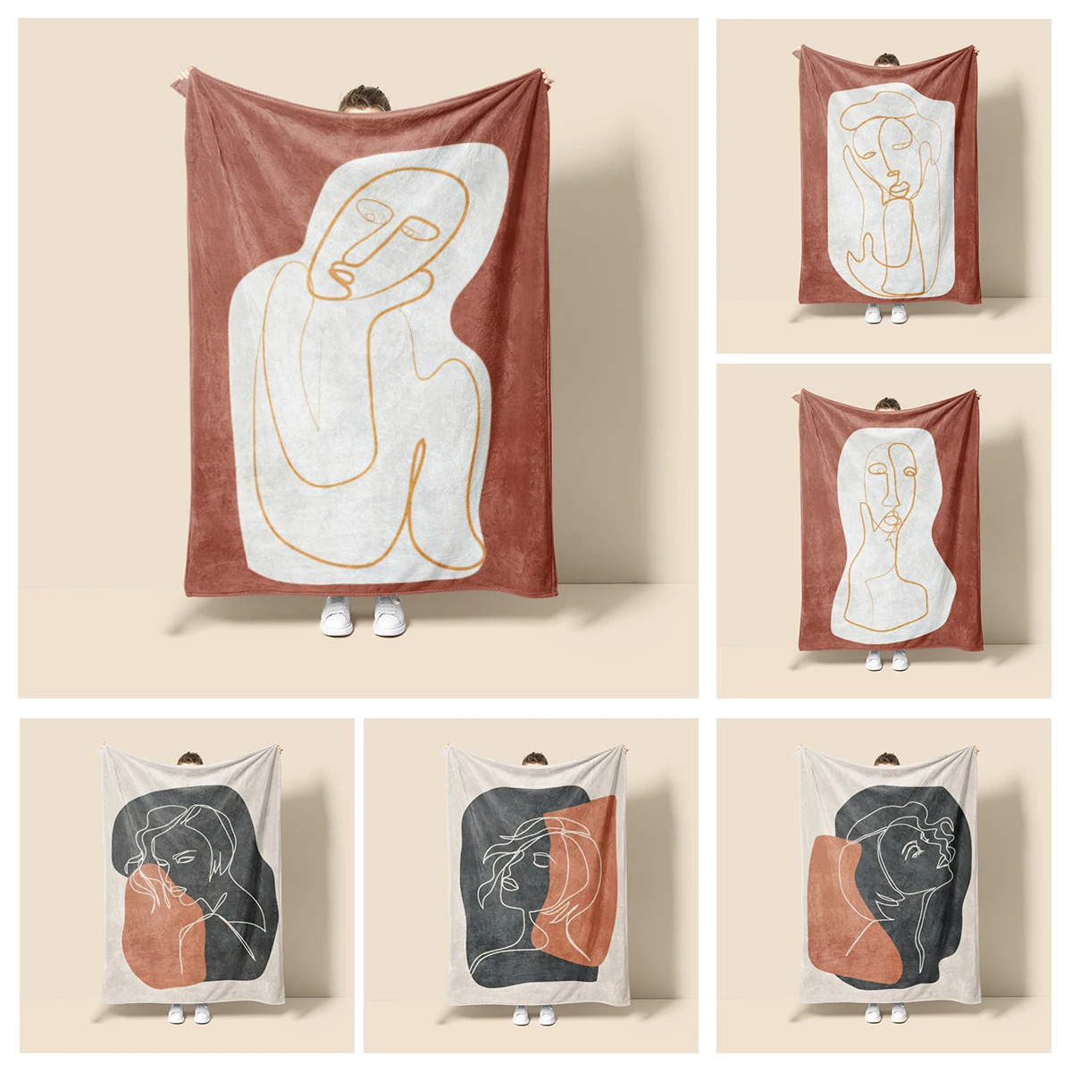 

Home decoration plush Throw Sofa blanket Anime animals Bedspread bed fluffy soft blankets decor Plaid Modern morandi Abstract