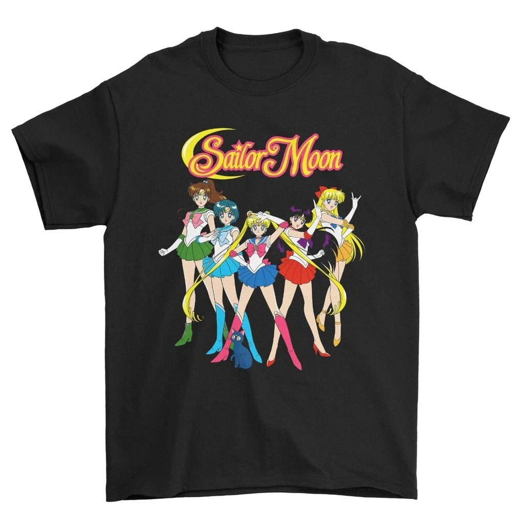 2026 New Japanese Sailor Moon Retro Animation Printed T-Shirt Men's and Women's Fashion Breathable T-Shirt Men's Tops