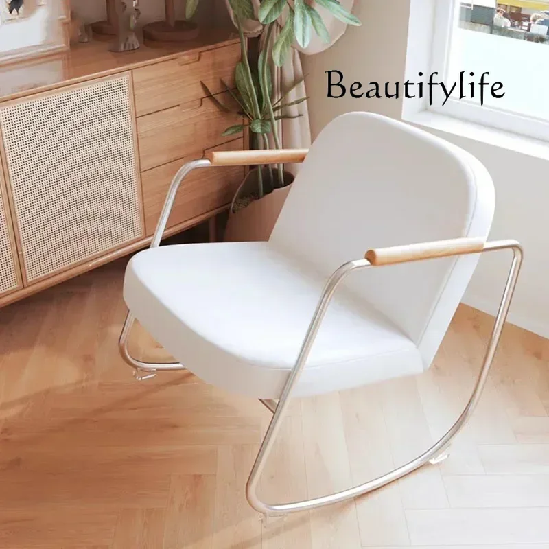 BJ Silla moderna de Metal para sala de estar, mecedora portátil para oficina, Sillón ergonómico individual, decoración del hogar para Dormitorio