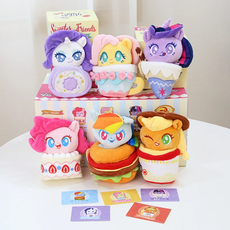 MINISO Kawaii New My Little Pony Food Party Series Scatola cieca Anime Peluche Bambola Giocattoli Cartoon Peluche Ornamenti Regalo di compleanno per