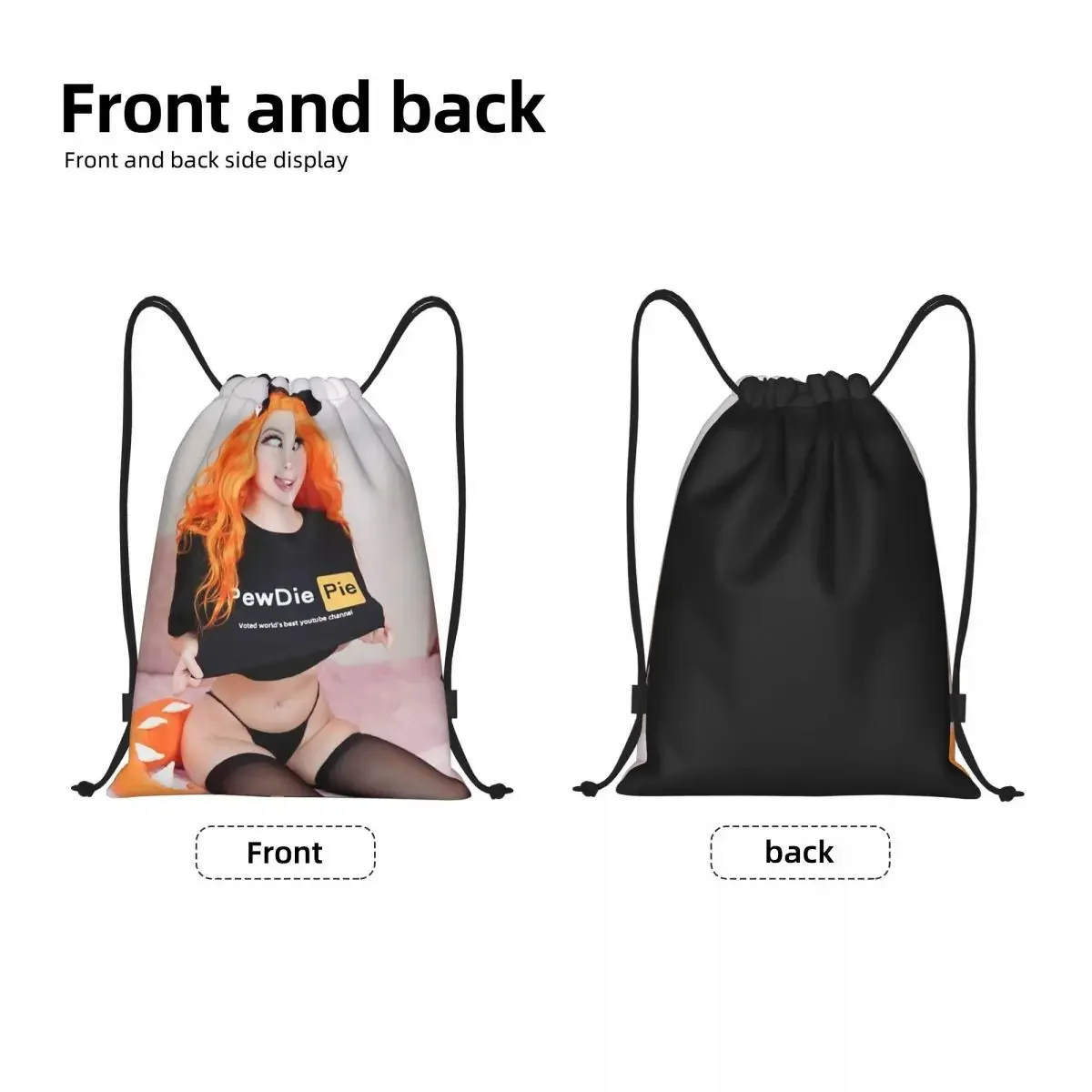 British Internet Celebrity Belle Delphine Drawstring Backpack Women Men Gym Sport Sackpack Portable Shopping Bag Sack