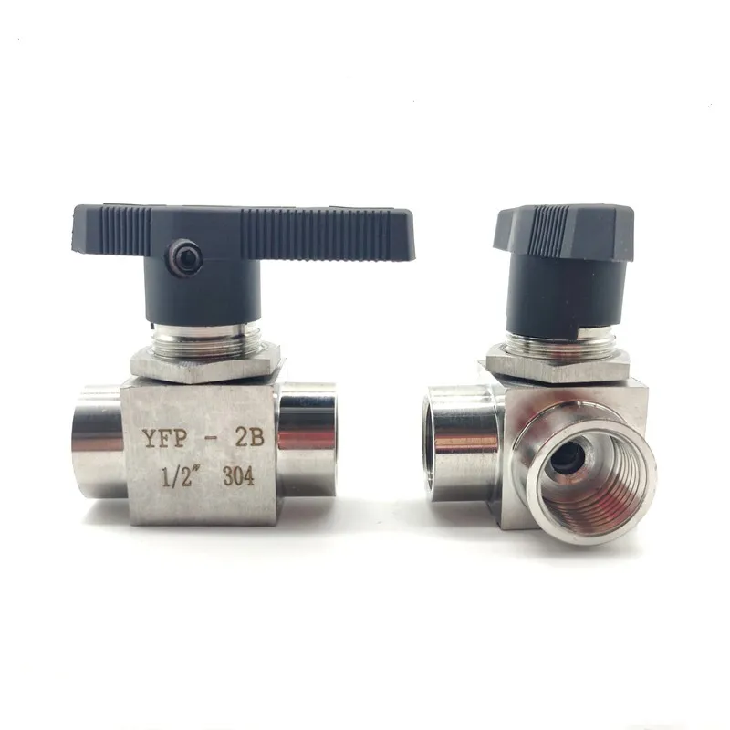 

1PC Three-Way Ball Valve Female Thread G1/8" 1/4" 3/8" 1/2" BSP Stainless Steel 304 High Pressure Temperature YFP-2B L