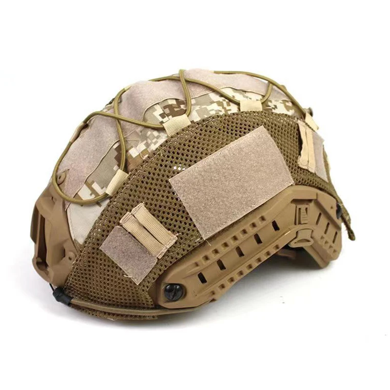 Taktische Helmabdeckung Camo FAST Airsoft High-Cut Helmstoff Jagd- und Schießhelm-Zubehör mit Elastikkordel