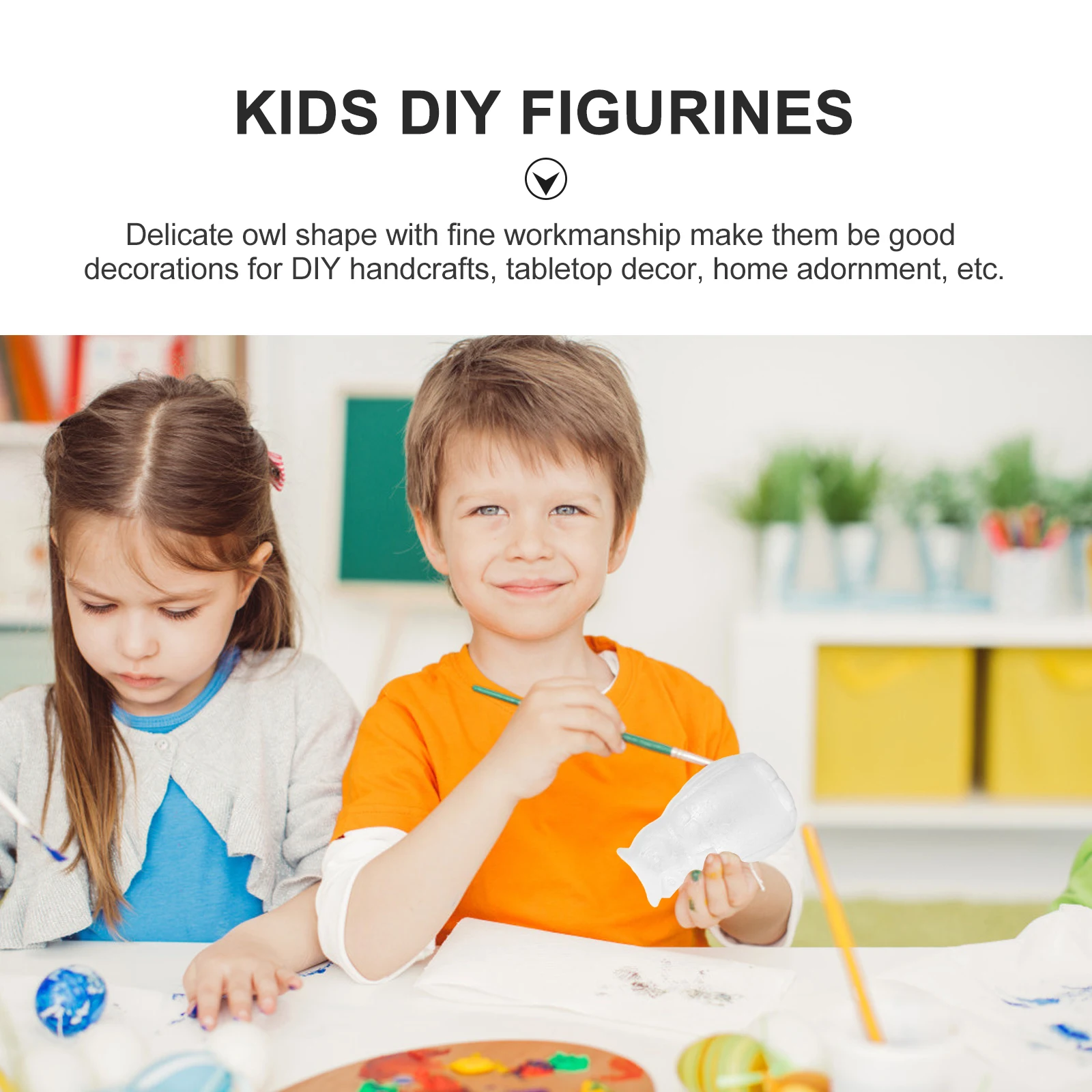 

4Pcs Owl DIY Craft Kits Unpainted Ornaments Kids Handmade Projects Parent Child Interaction Safe Odorless Children DIY Gift