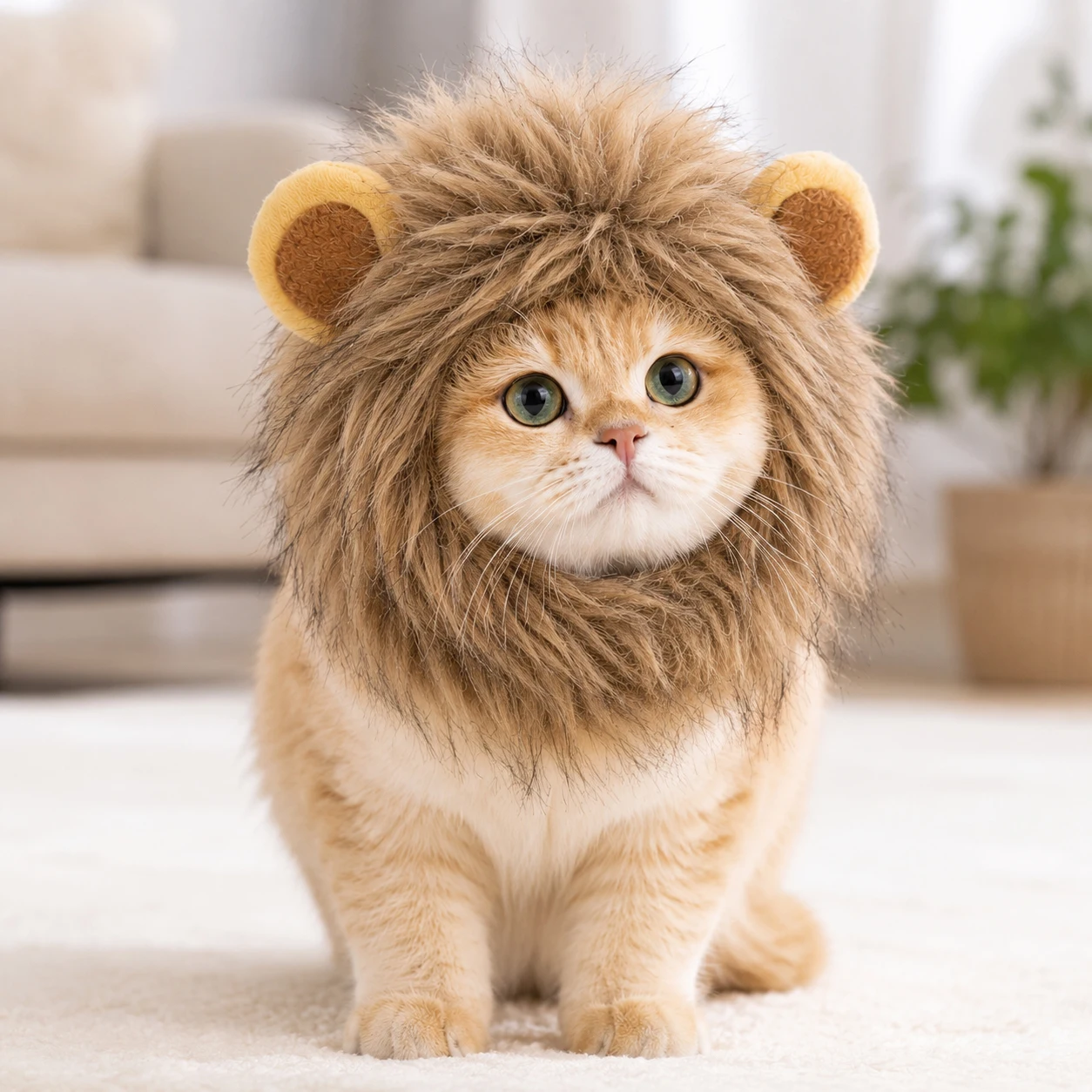 Lustiger Löwenmähnen-Katzenhut Flauschiges Löwenkopf-Kostüm für Katzen & Kätzchen Niedliche Haustier-Cosplay-Perücke Halloween-Party-Verkleidung Foto-Accessoire – Detail 6