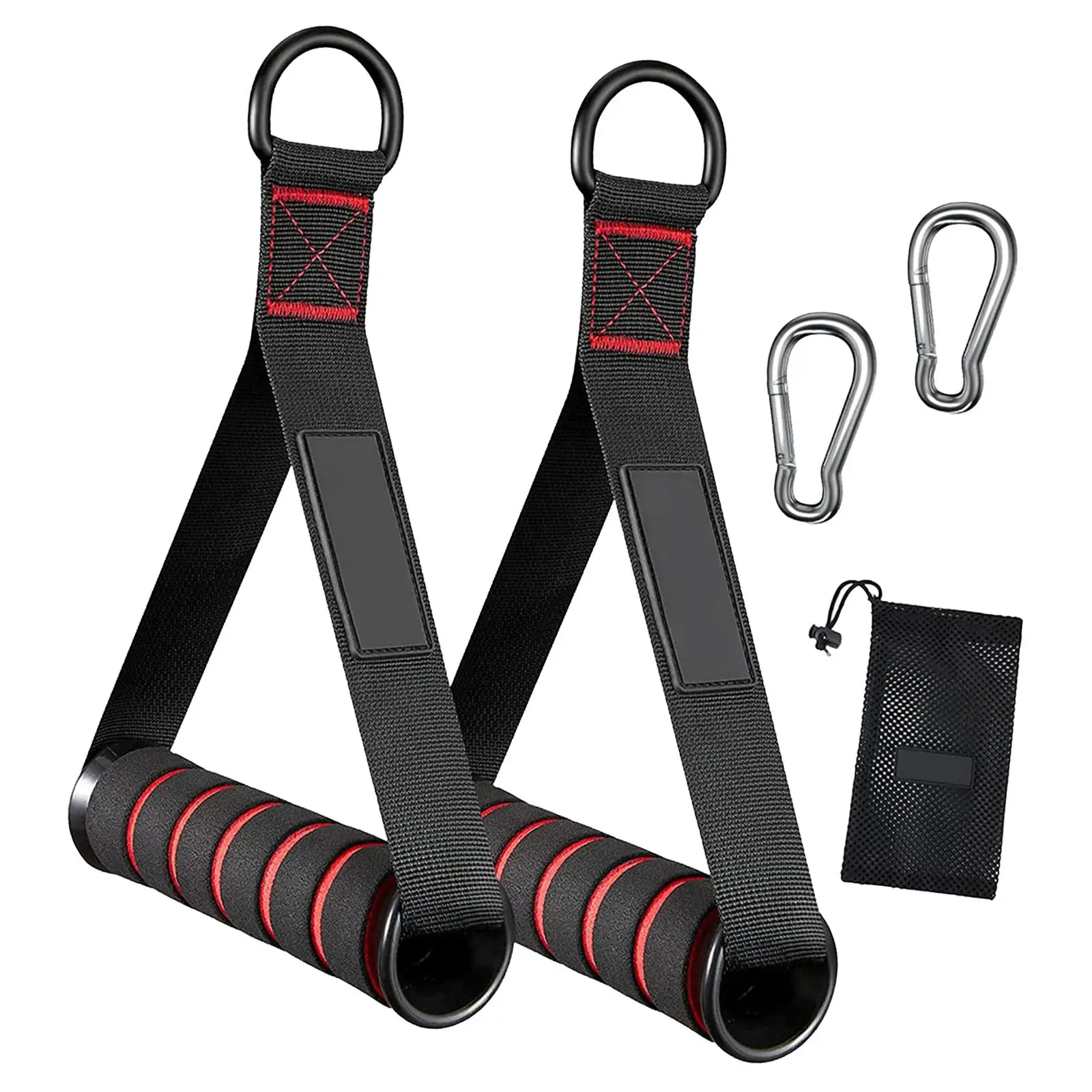 2Pcs Exercise Handles Grip Attachments with 2 Carabiner Hooks Resistance Band Handle Only for Pulley System Accessories