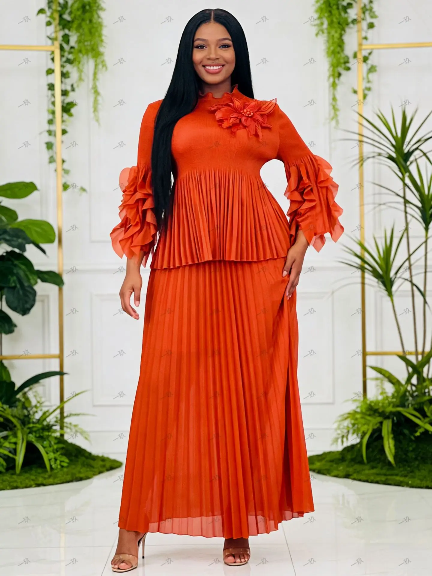 Miyake Africa New Pleated Women's Clothing Two-piece Set New Autumn 2025 Loose Round Neck Long-sleeved Elegant Temperament Set