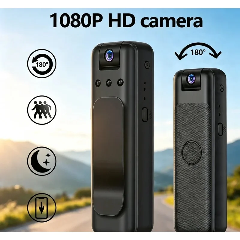 Portable Recording Pen 1080P HD Mini Camera Night Vision 180 Rotating Lens Wearable Body Cam