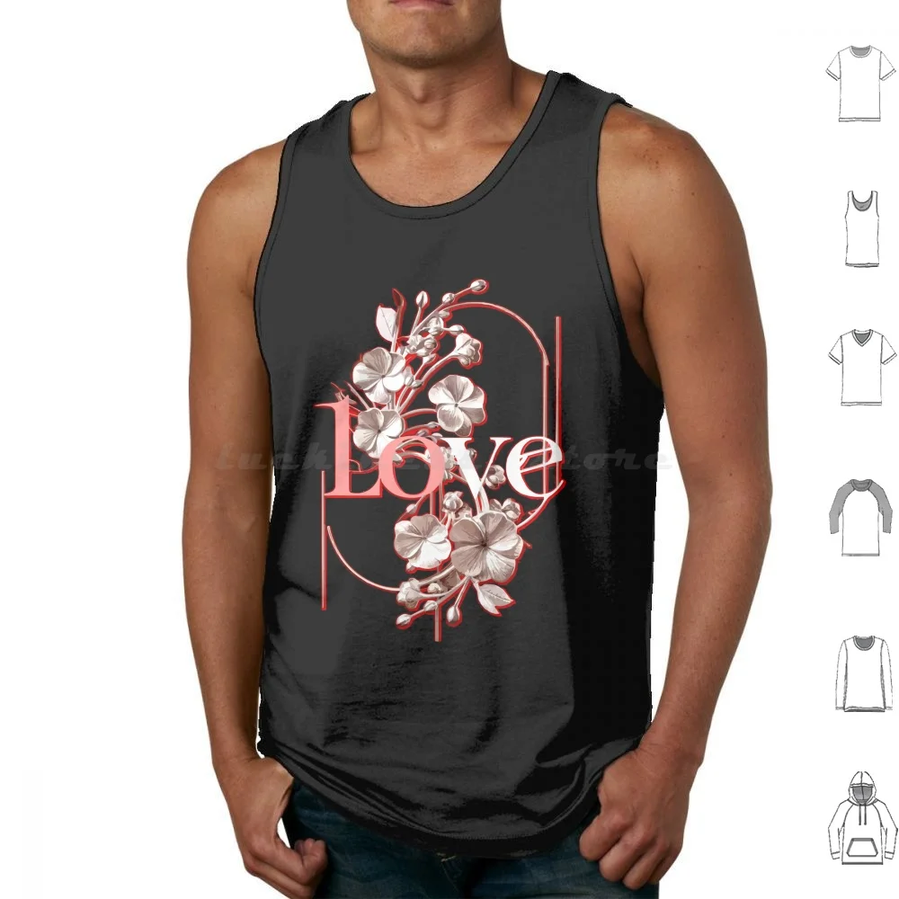 Love In Bloom : Silver Floral Artwork With Flowering Twig Tank Tops Vest Sleeveless Love Silver Flowers Floral