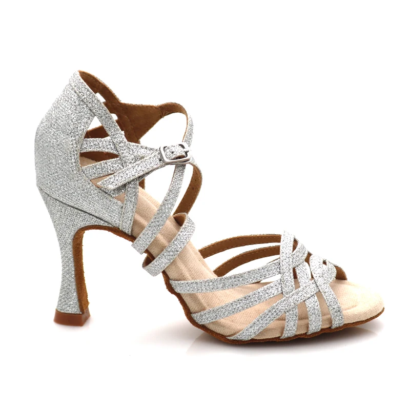 

Buqima Women Latin Dance Shoes Rhinestones Soft Bottom Salsa Shoes For Dancing Ladies Sandals Women's Wedding Hight Heels 7.5CM