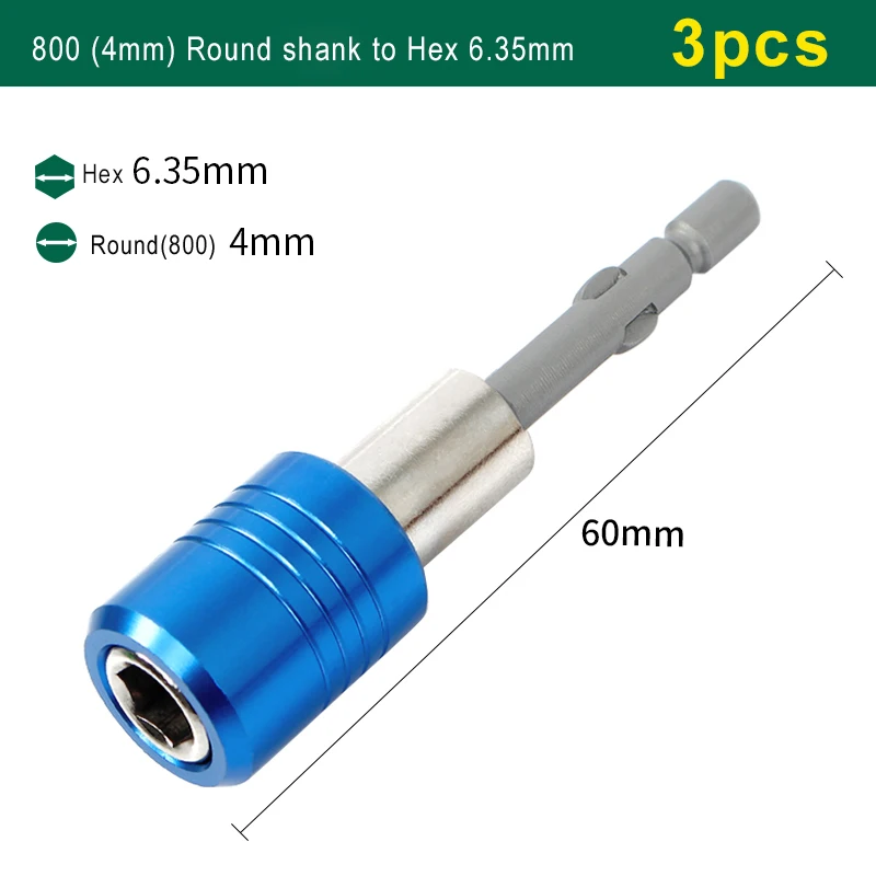 3PCS Blue Extend Bar 60mm For Electric 800/801/802 To 1/4 6.35mm Hex Shank Screwdriver Bit Holder Quick Release Transfer Tools