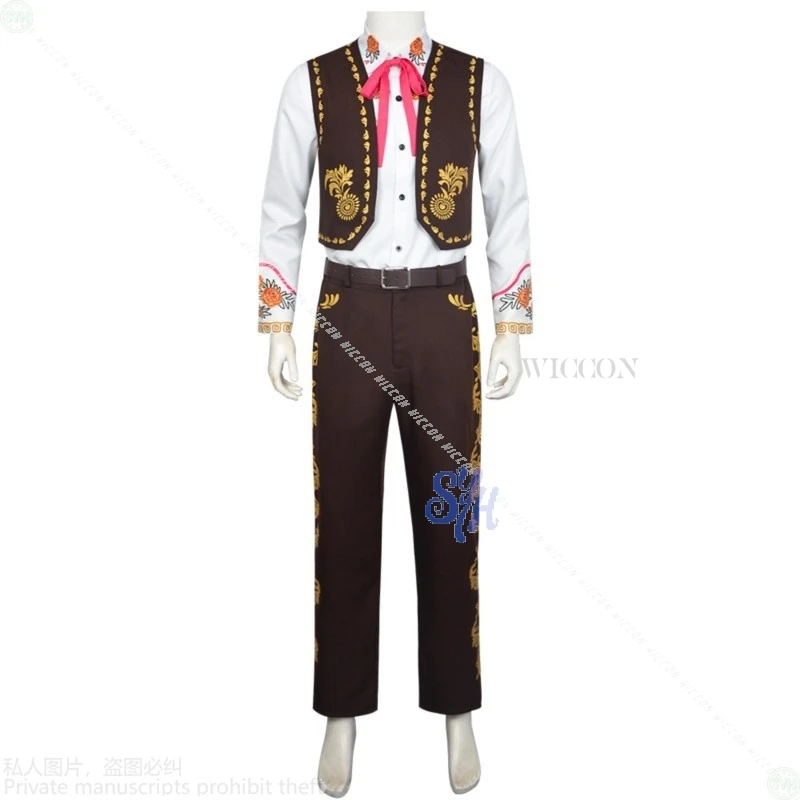 2025 حفلة الهالوين الحدث الأزياء التقليدية تأثيري أنيمي الميت القطيفة زهرة نمط الرجعية سترة جينز موحدة قميص السراويل #2