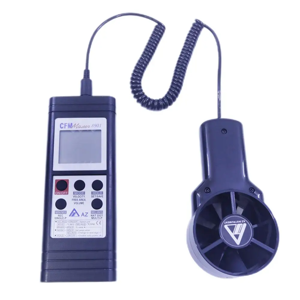 AZ8901 Handheld Temperature Anemometer Digital Air Velocity Wind Speed Meter  Range 0.4~ 35 m/s
