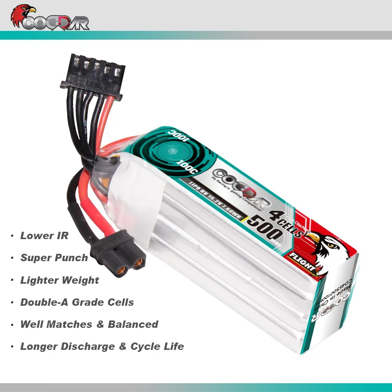 CODDAR HV LiPo แบตเตอรี่4S 15.2V 500MAh 100C สำหรับ Mobil RC เครื่องบินเฮลิคอปเตอร์ Quadrotor เครื่องบิน RC แบตเตอรี่ XT30ปลั๊ก