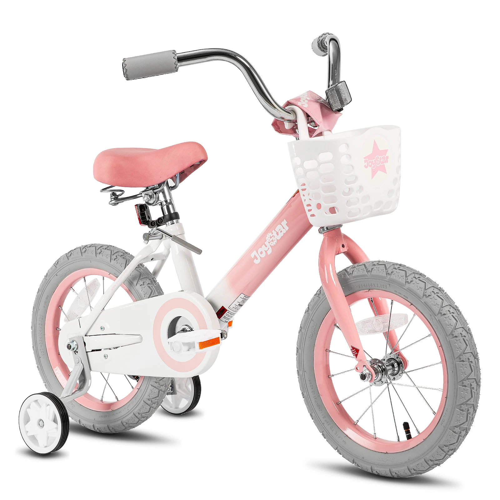 JOYSTAR Vintage-Kinderfahrrad mit Stützrädern und Korb, 12, 14, 16, 20, 24 Zoll Mädchenfahrrad für 2–14 Jahre, Farbtonrosa