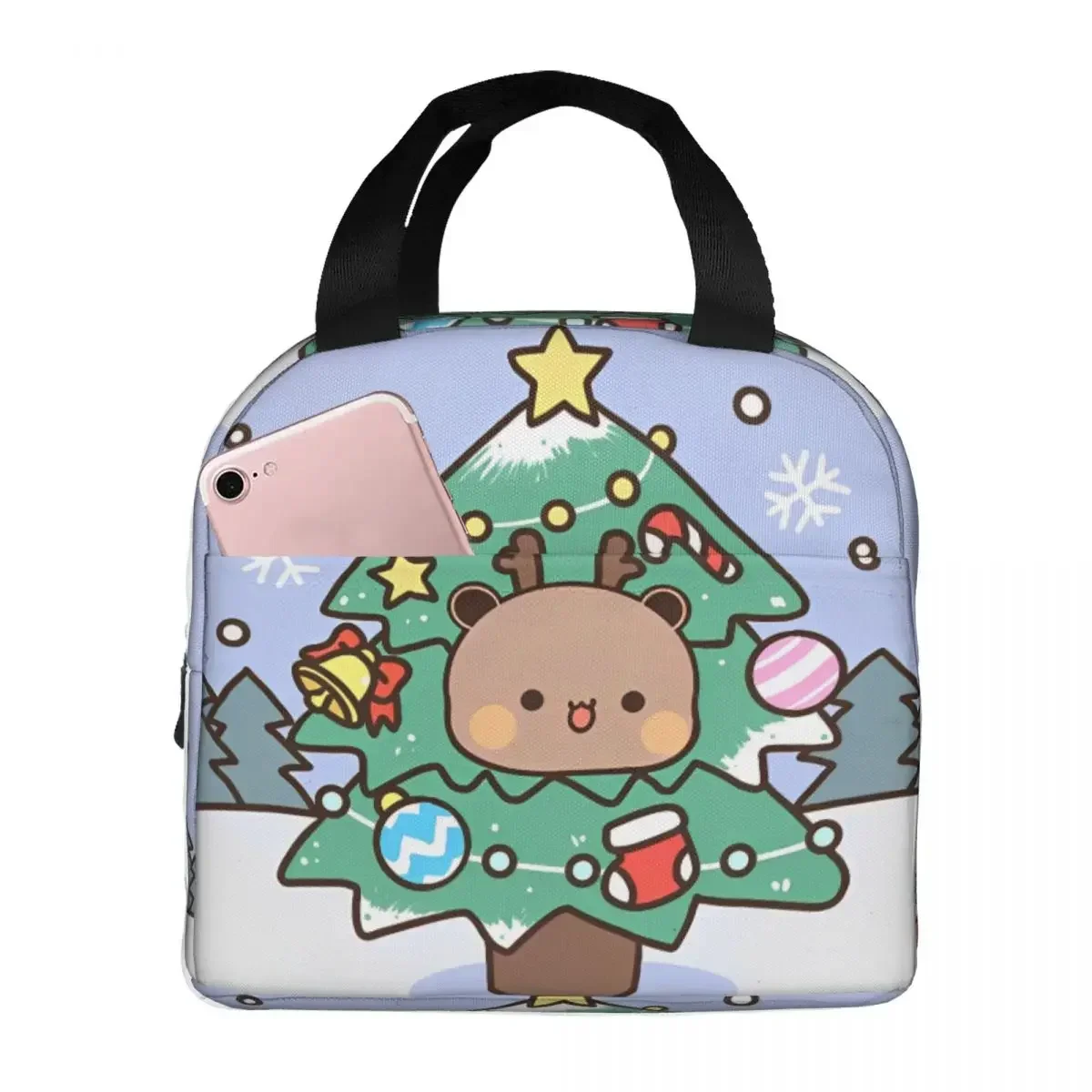 

Bubu Dudu Рождественская изолированная сумка для обеда Портативная рождественская елка с пандой Контейнер для обеда Термосумка-тоут Ланч-бокс Пляжная сумка для девочек и мальчиков