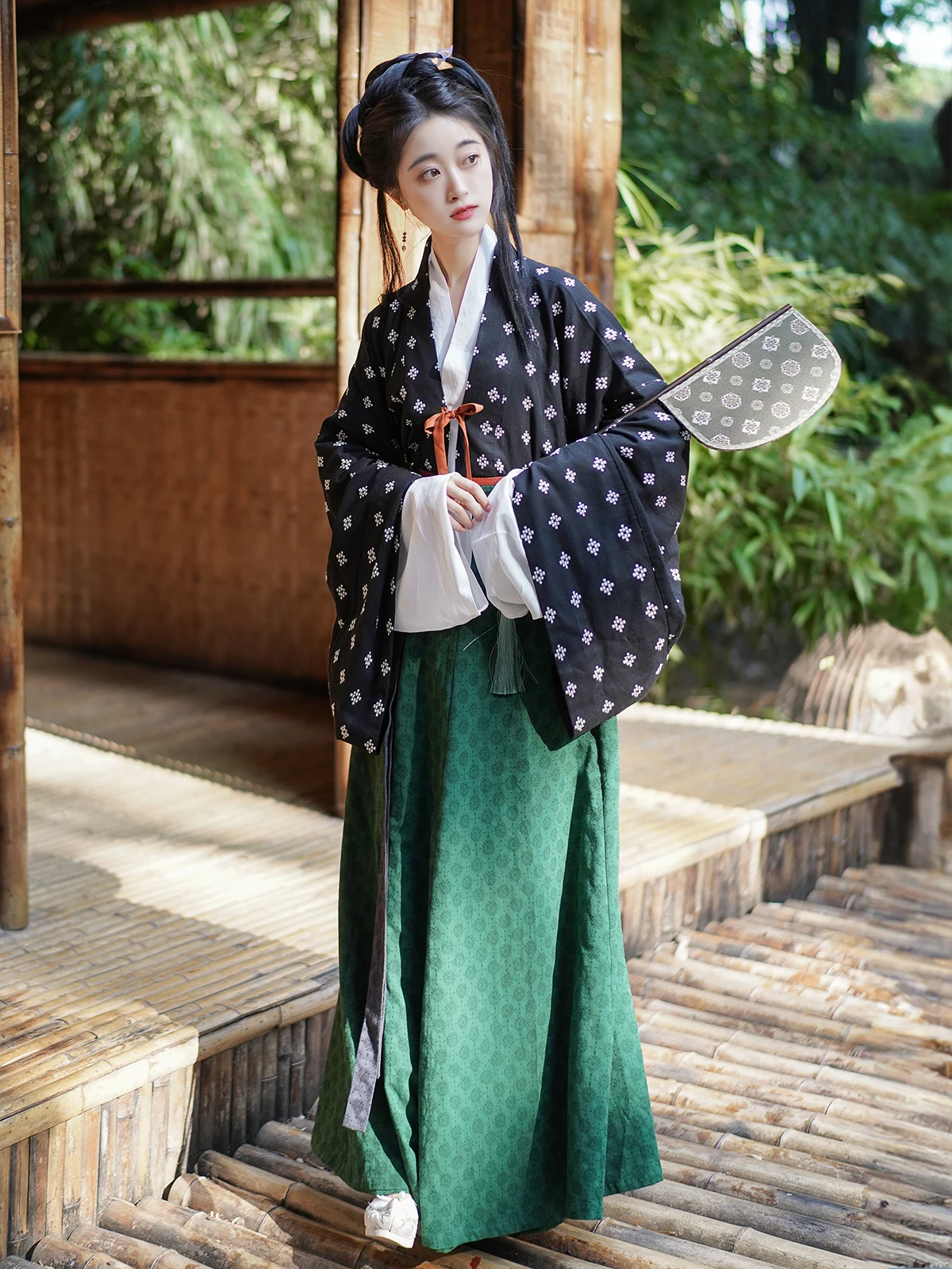 

Tinglan Song Original Hanfu BaiCao uang WeiJin Sle Pleated irt Jin Ru Eight Pieces Cotton Linen Autumn Winter Early Spr...