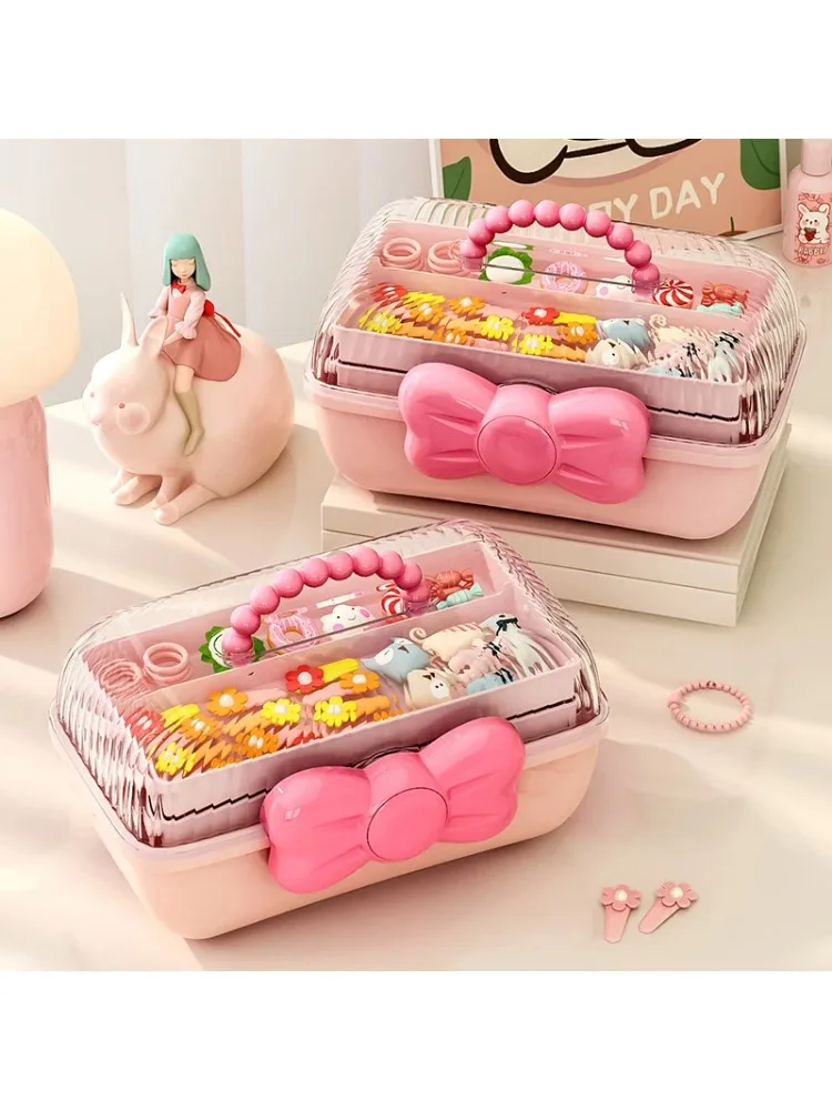 3-layer Handheld Tissue Storage Box Makeup Separator Children Girls Diy Handheld Ticket Sticker Organizer Box Pure Pattern