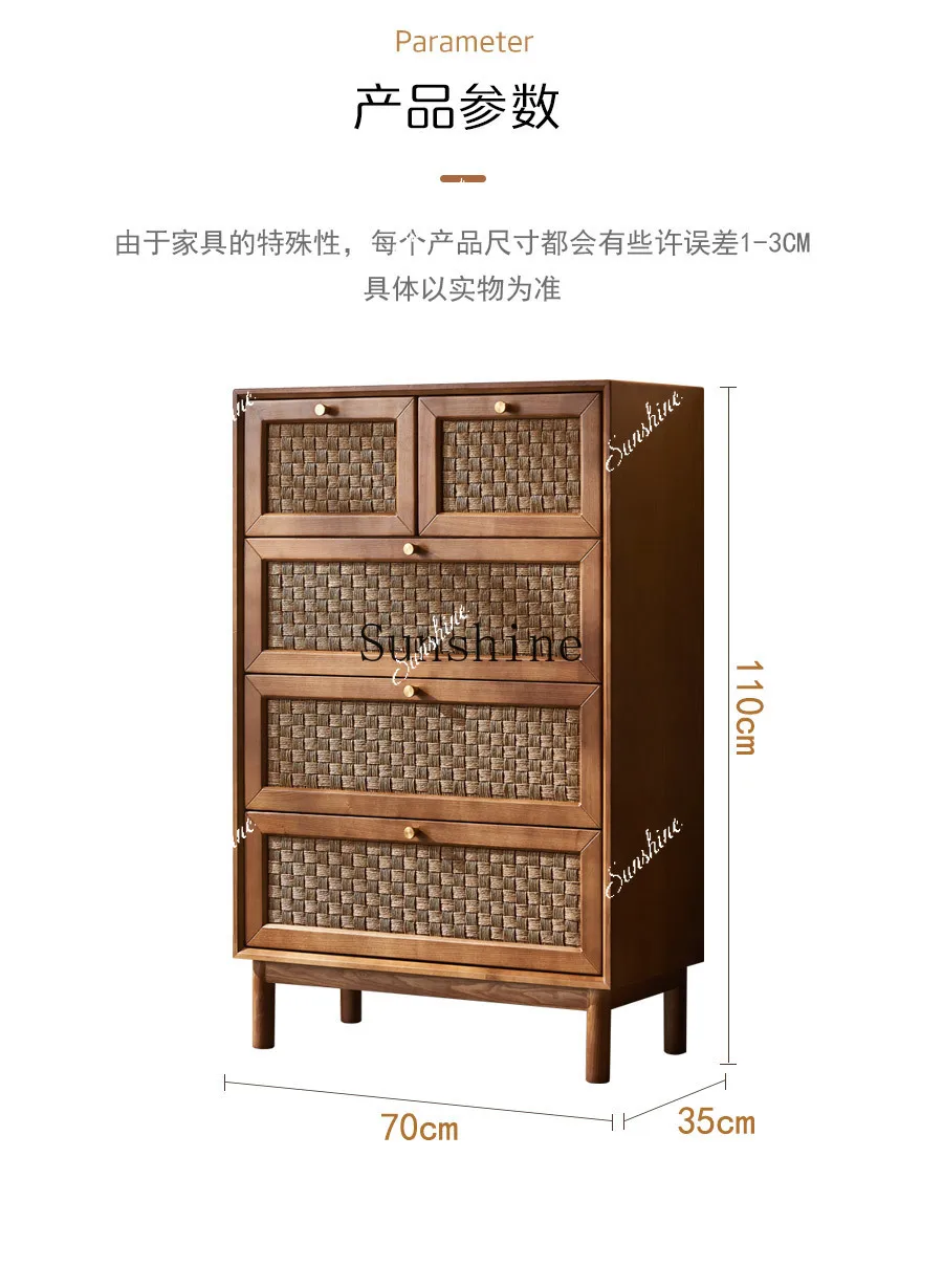 Massief houten rotan vier emmers eenvoudige moderne middeleeuwse kunst eetkamer zijlade opbergkast FT