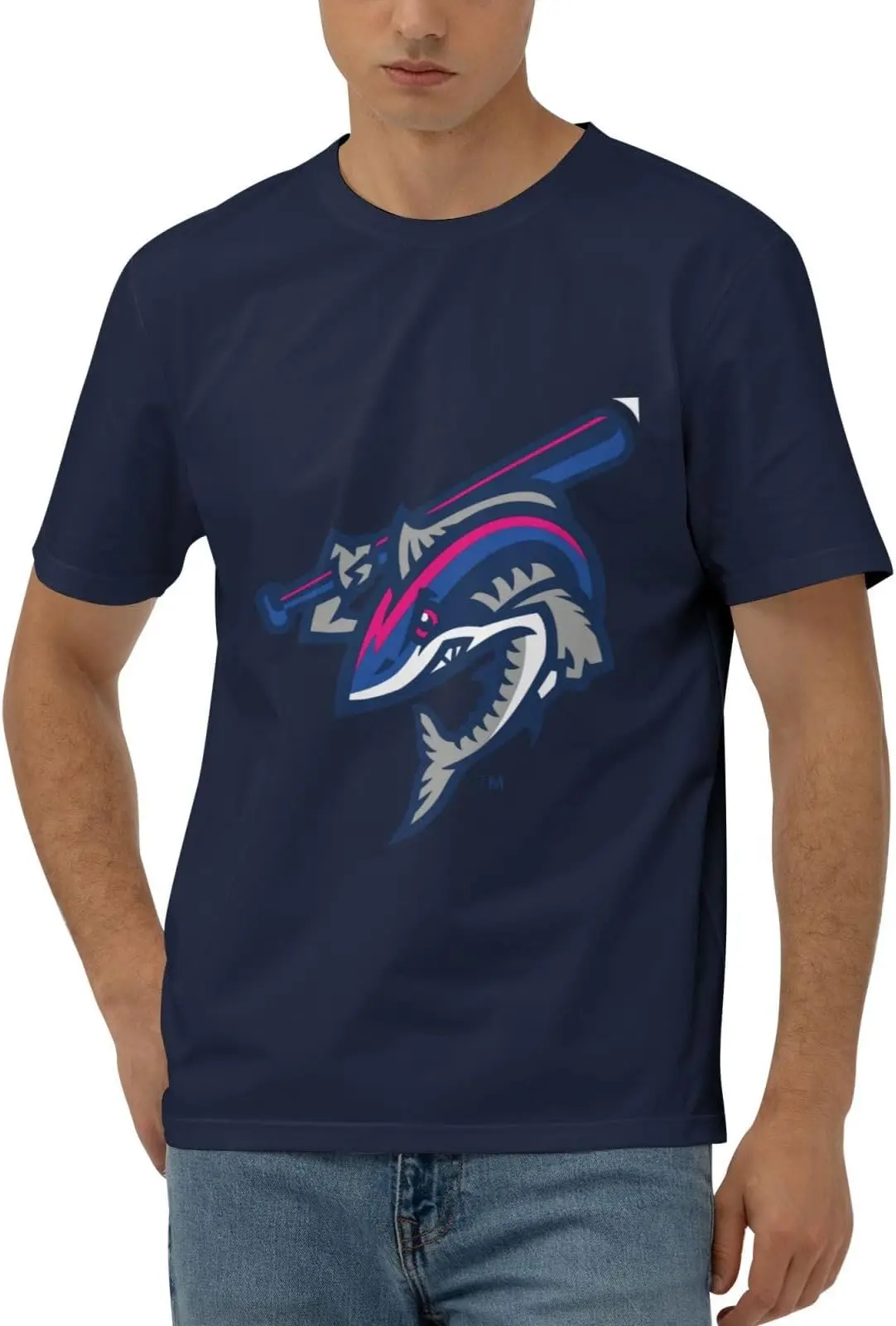 Pensacola Blue Wahoos Casual Comfortable Cotton Round Neck Men's Short Sleeve Standard T Shirt