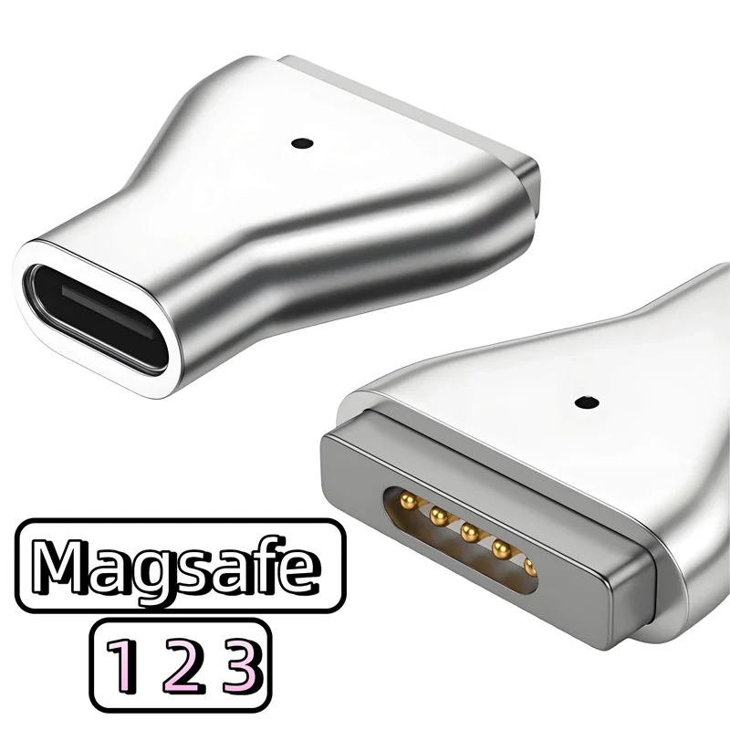 Adapter USB-C z aluminium 100W z magnetycznym złączem PD do Magsafe 1 2 3 MacBook Air Pro, wskaźnik LED, szybkie ładowanie, magnetyczny konwerter z wtyczką.