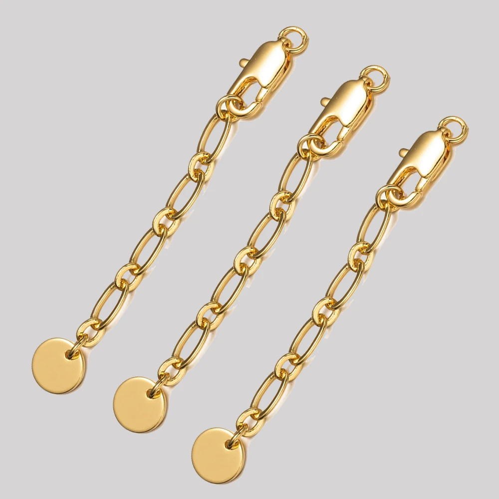 2-6pcs 18K Gold Plated Brass Round Extension Tail Chains for DIY Jewellery Making