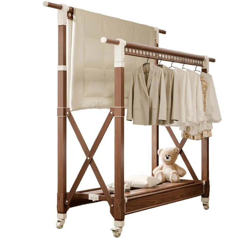 

Foldable Removable Outdoor Metal Clothes Drying Bar on Wheels for Home Use