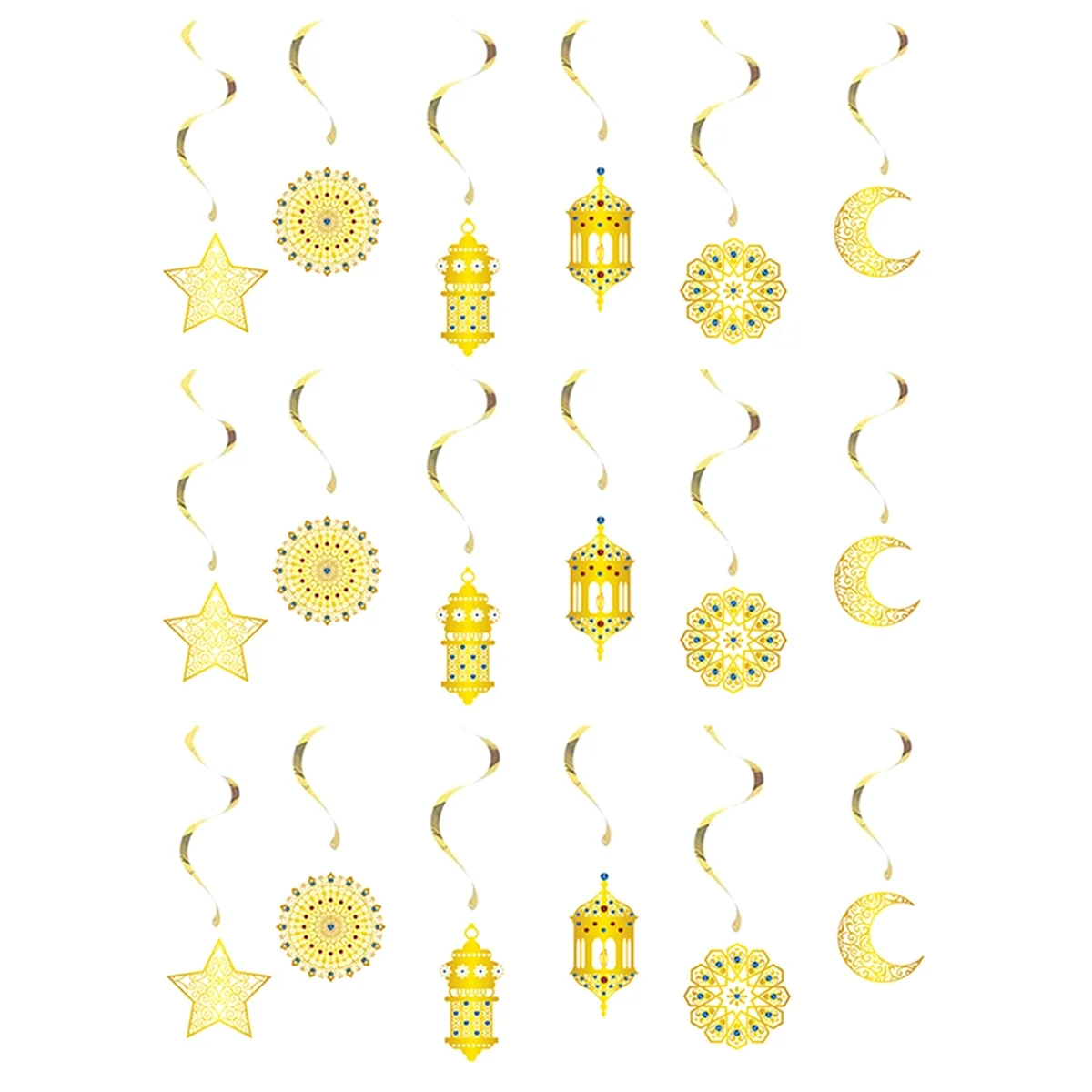 18Pcs Crescent Moon Lantern Ramadan EID Decoration Home Happy Ramadan Mubarak Party