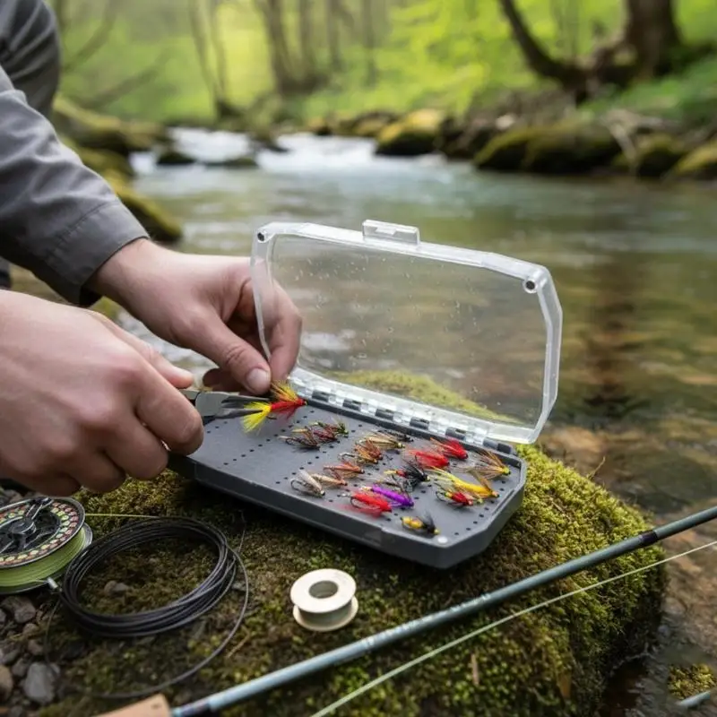 

Fly Fishing Hook Box Fly Fishing Hook Box with Sponge Pad Clear Waterproof Practical Fishing Tackle, 2 Size Optional