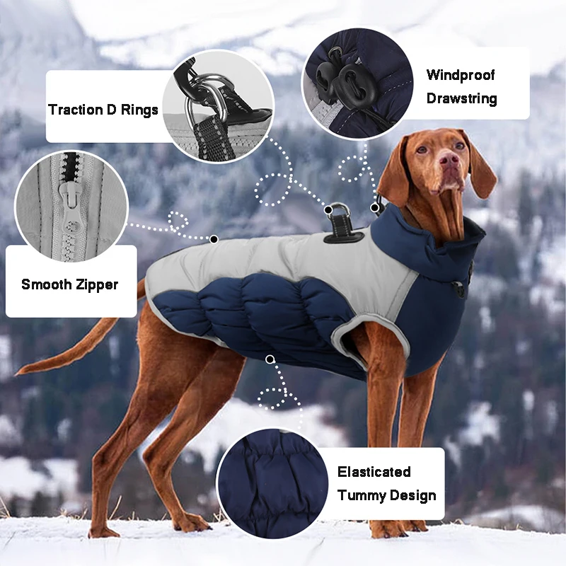 Big Dog Jacket Waterproof Dog Clothes for Medium Large Dogs Winter Pet Costume French Bulldog Coat Labrador German Shepherd Vest