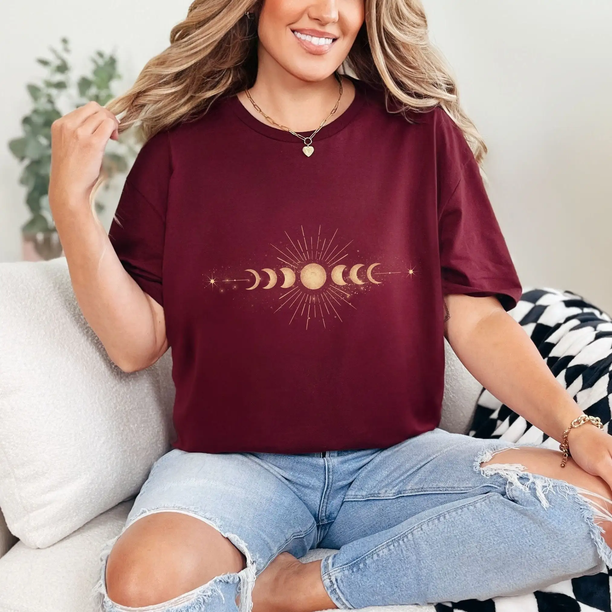 보헤미안 빈티지 신비로운 의상, 천상의 티셔츠, 영적 여성 의류