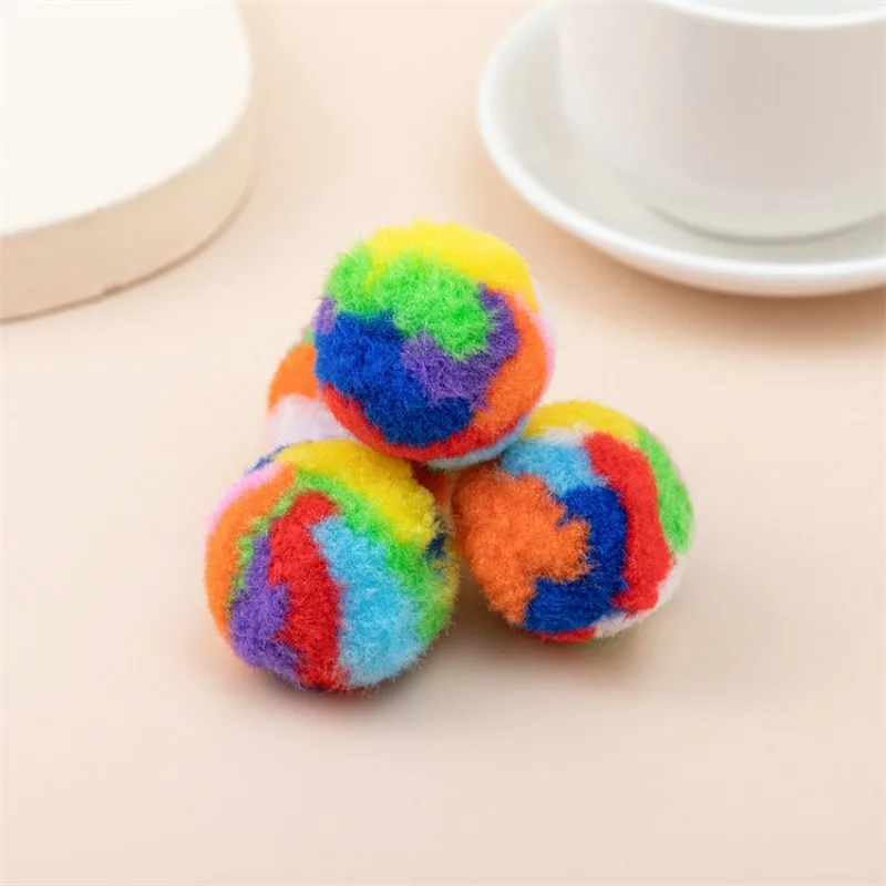 10Pcs Soft and Durable Polyester Plush Ball Cat Toy Lightweight 3.5cm Diameter, Resilient and Chew-Resistant New Kitten Cat Toys