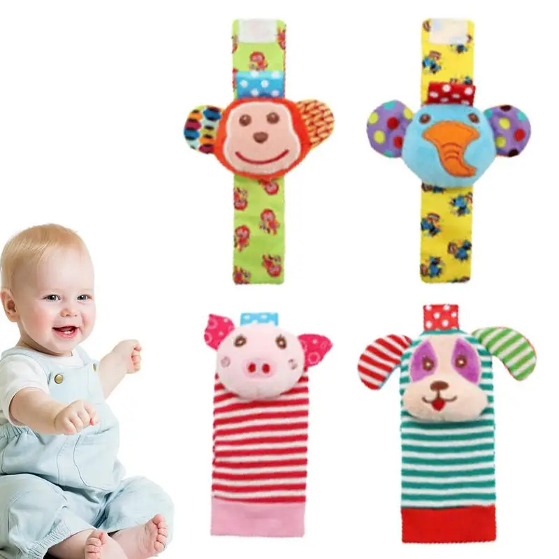 Chaussettes de pied pour bébé avec dragonne pour enfants, jouets hochets pour nouveau-nés, jeu de poussette, dessin animé mignon, HandHavana Animal, CPull, 0-24 mois