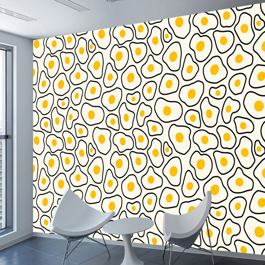 Modern Wall Papers Home Decor Removable Peel n Stick Wallpaper for Living Room Decoration Store Restaurant Egg Yolk Food Mural