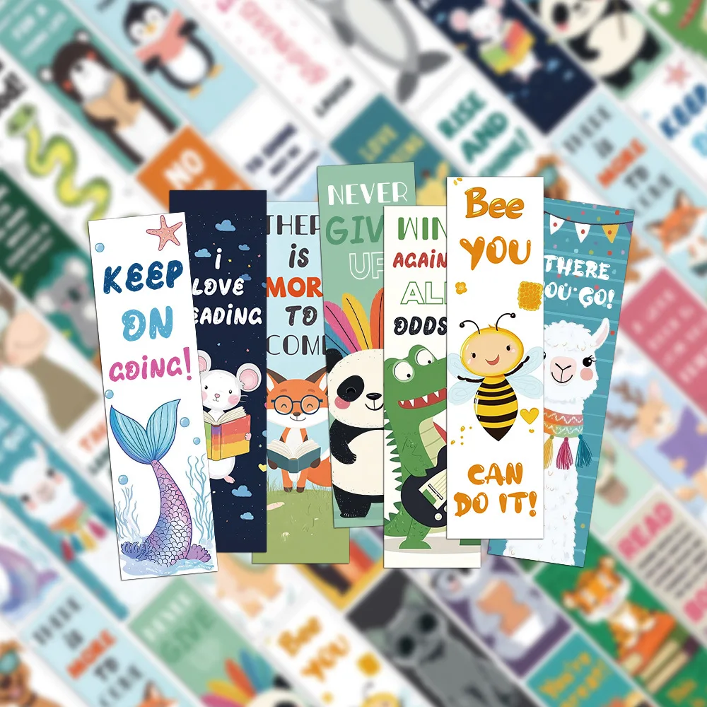 30Pcs Creative Animal Reading Cute Cartoon Bookmark Interior Wall Decoration DIY Background Cardboard Message Bookmarks