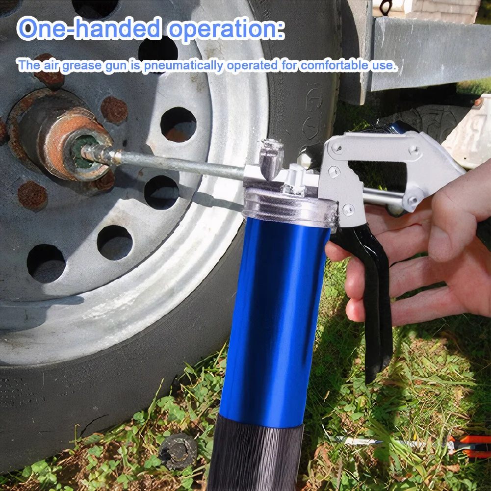 400CC Grease Gun 6000PSI Air Operated Grease Gun Flexible Hose Heavy Duty Air Compressor Grease Gun 2 Coupler 1 Bent Metal Pipe