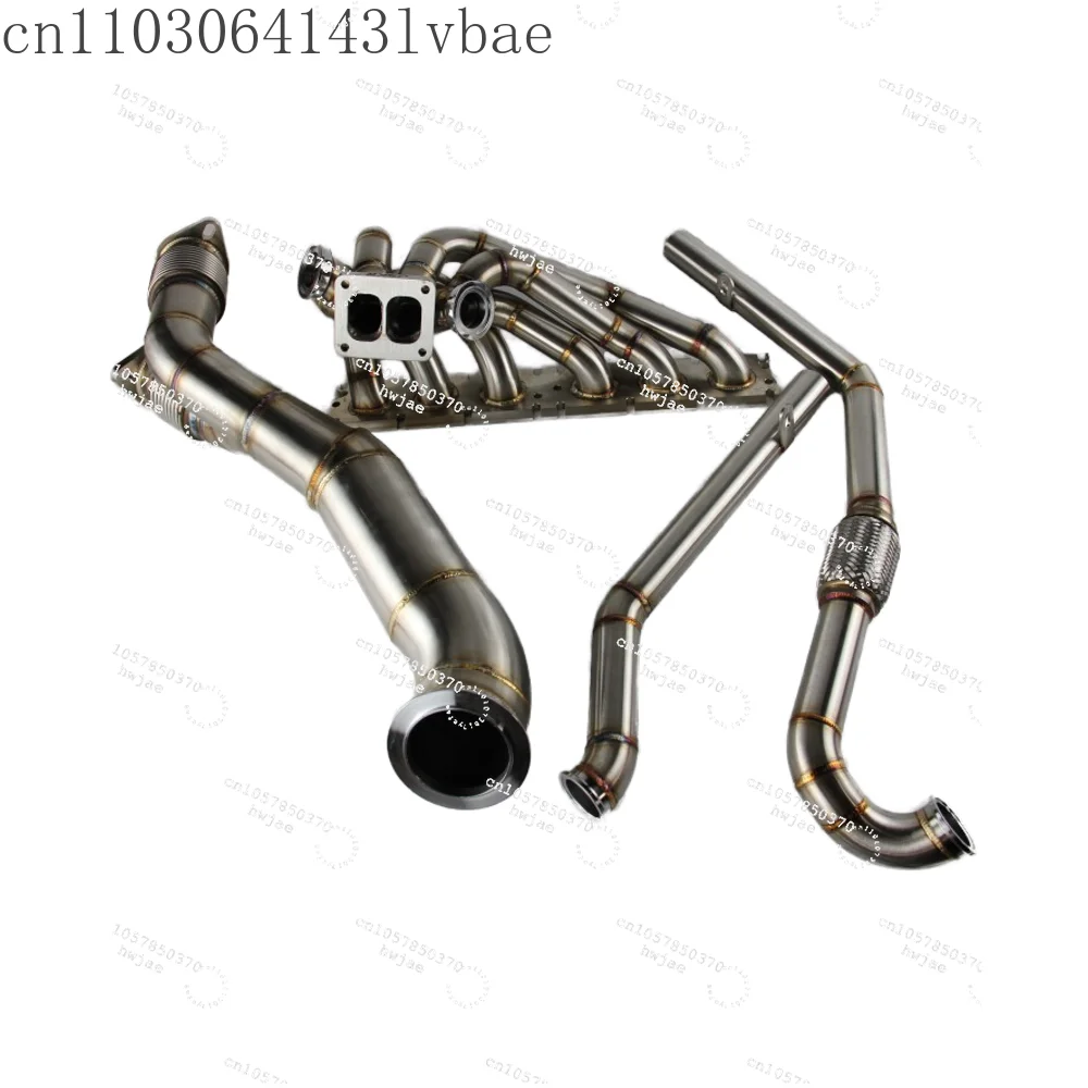 3mm Thick SS304 T4 Twin Turbo Exhaust Manifold Compatible with BMW G80 G82 G87 M2 M3 M4 S58 Engine With Downpipe