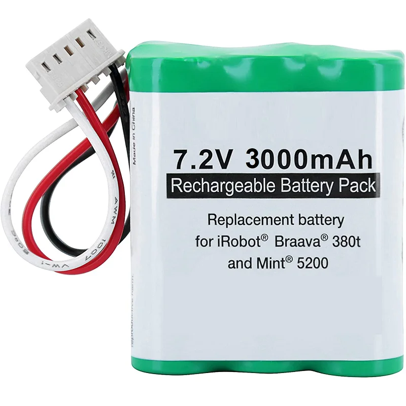 7.2V 3000mAh wymienna bateria dla iRobot Braava 380 380t 390 390t & Mint 5200 5200B 5200C