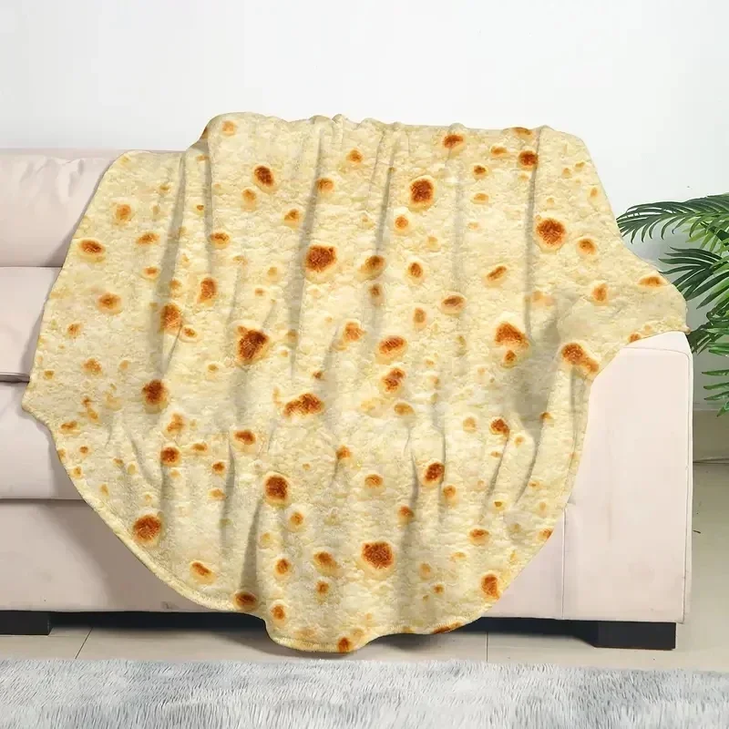 Multi-size Funny Round Corn Tortilla Blanket Soft Warm Throw Blanket for Sofa, Office, Bed, Camping Traveling Flannel Blankets