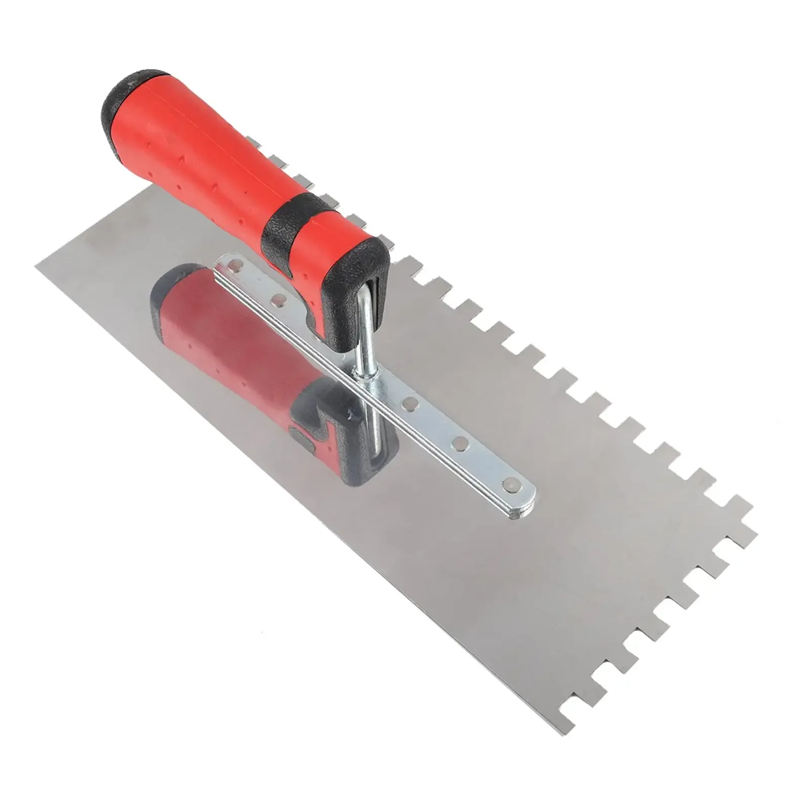 3 PC Notched Trowel Set Stainless Steel for Masonry Tile Work with Square Tooth Blades and Comfortable Rubber Handle