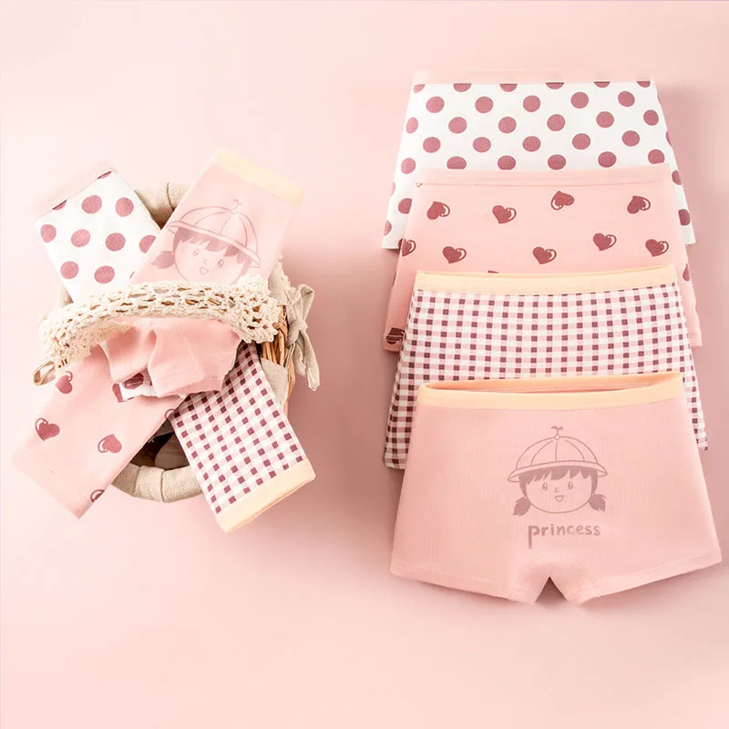 4pcs/Set Soft Cotton Girls Boyshort Panties Toddler Underwear Kids Unicorn Cute Cartoon Pattern Boxer Briefs