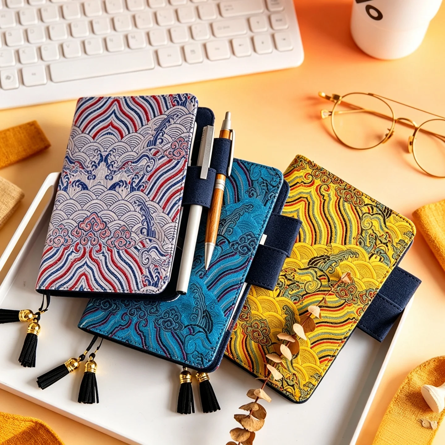 

Hobo Japanese Cloth Bound Journal - Ethnic Motif Notebook High-End Aesthetic Journal for Travel & Journaling High-End Stationery