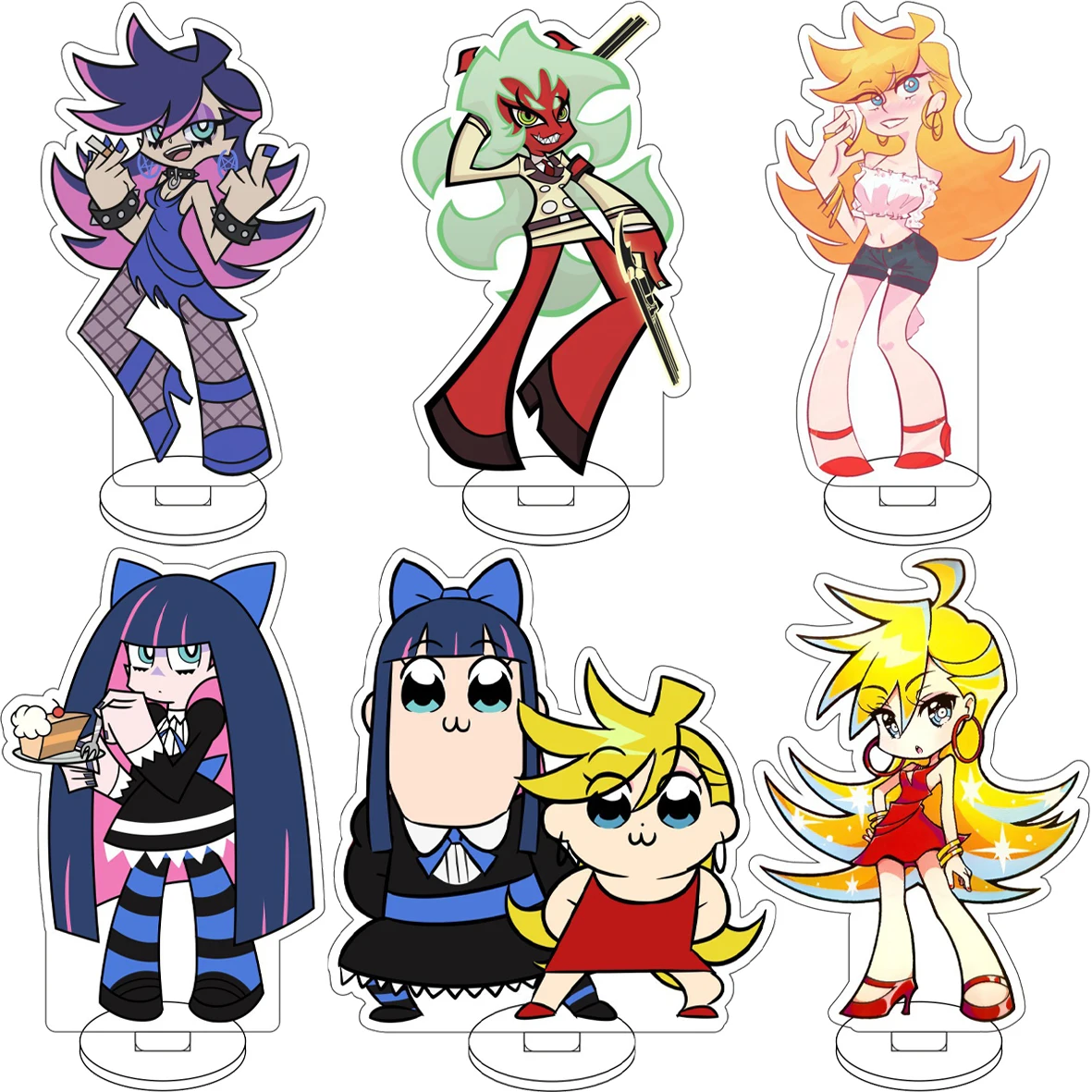 

Anime Panty & Stocking with Garterbelt Anarchy Stocking Anarchy Panty Scanty Cos 10CM Acrylic Figure Stand Cute Ornaments Gifts