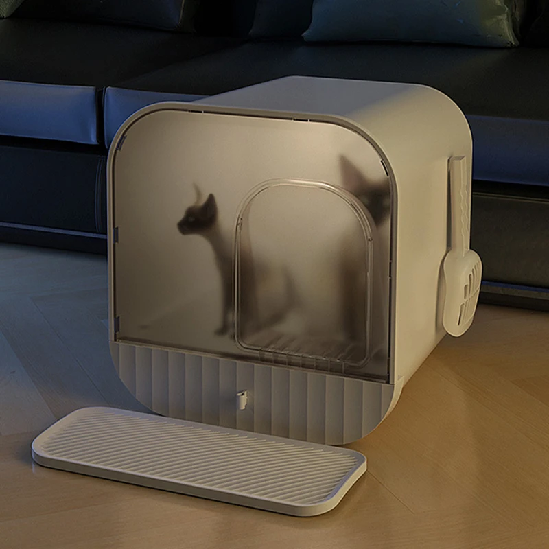 

Elegant Thicken Sandbox Villa for Cats Fully Enclosed Anti-Splash Large Space Pet ToiletLitterBox Basin
