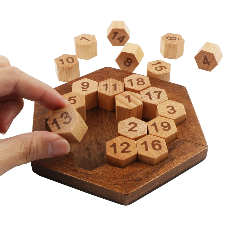 Rompecabezas de Números Hexagonales, Pensamiento Lógico, Matemáticas, Rompecabezas de Madera, Juegos de Ingenio, Juguetes Educativos de Madera para Niños y Adultos